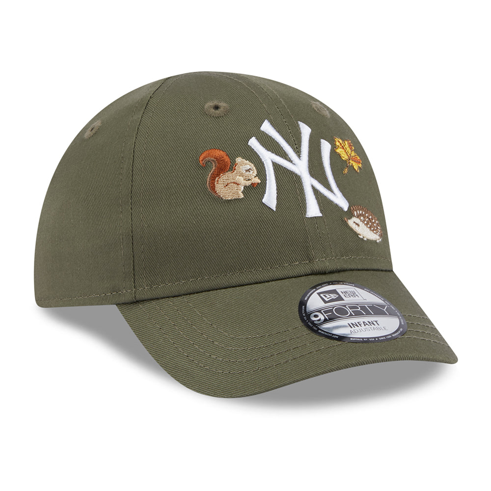 New Era Baby 9FORTY New York Yankees Baseball Cap - MLB Outdoor - Olive-White