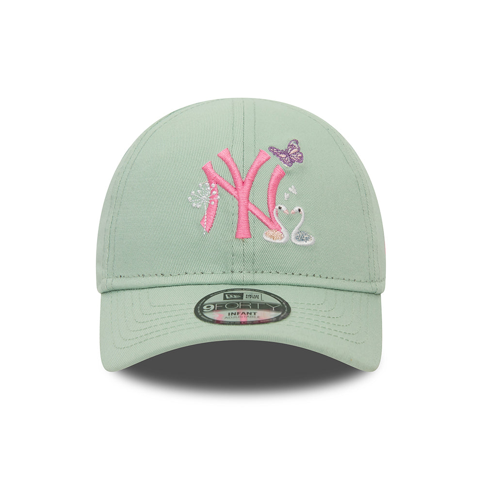 New Era Baby 9FORTY New York Yankees Baseball Cap - MLB Icon - Mint-Pink