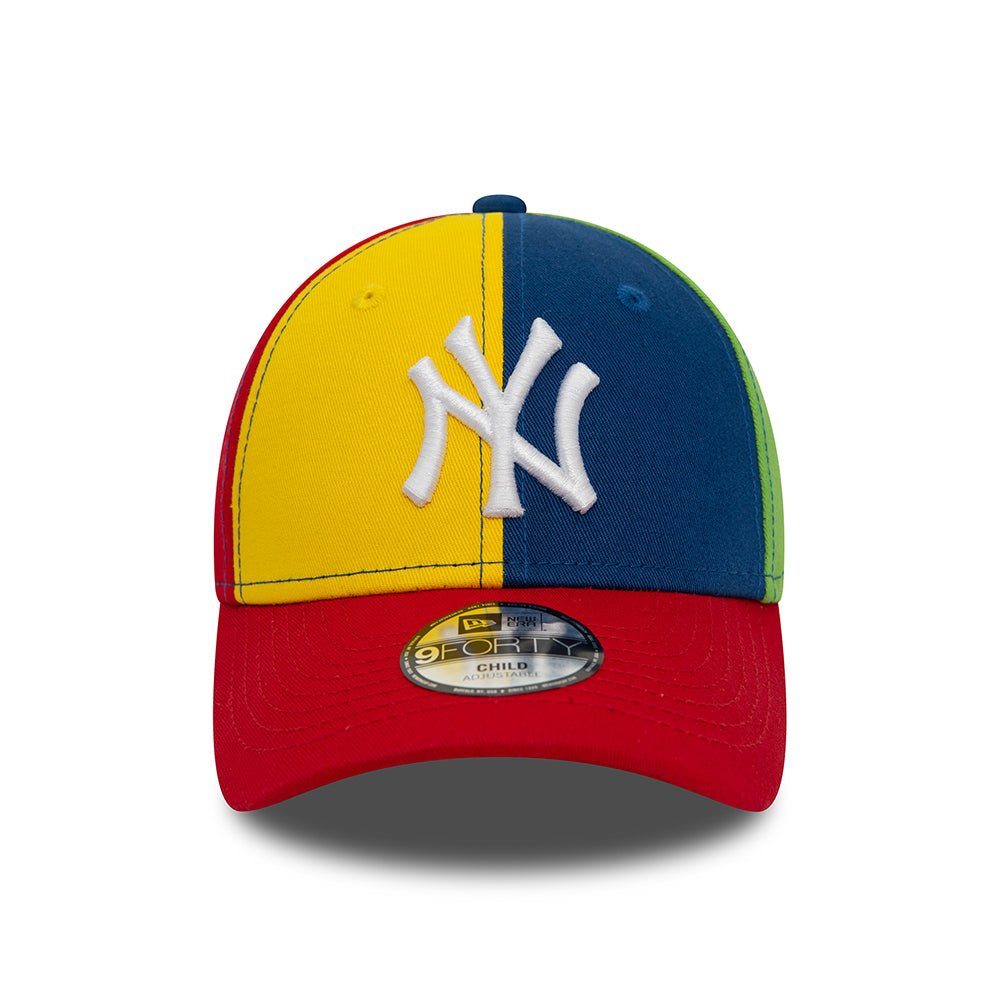 New Era Kids 9FORTY New York Yankees Baseball Cap - MLB Block - Navy-Yellow-Red