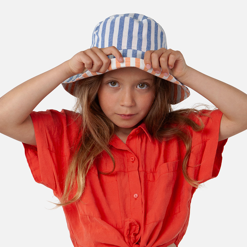 Barts Hats Kids Mowana Cotton Bucket Hat - Blue-White