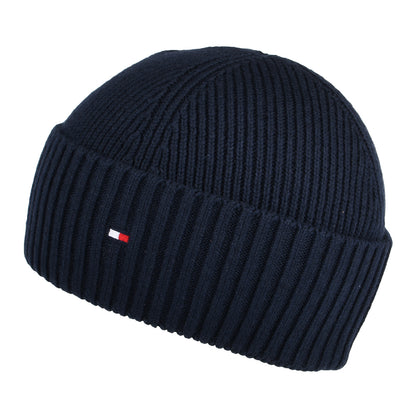 Tommy Hilfiger Hats Flag Cotton Cashmere Fisherman Beanie Hat - Dark Navy