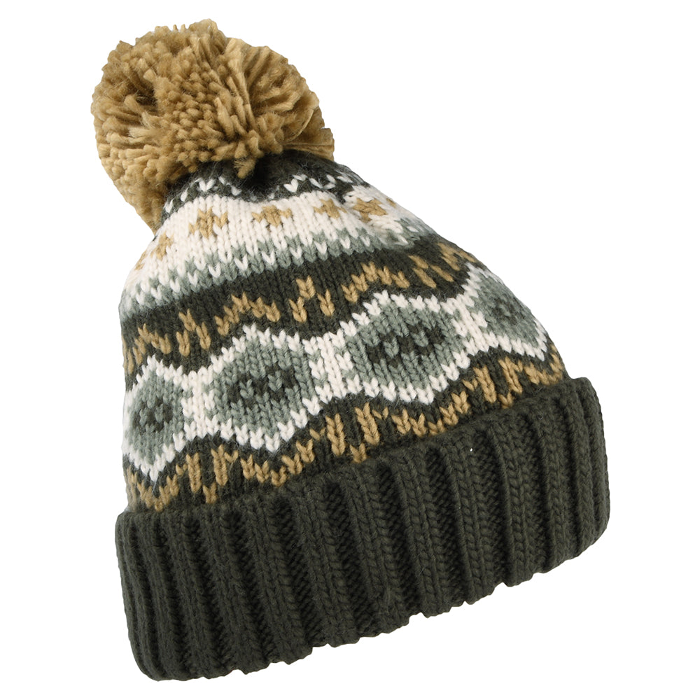 Failsworth Hats Fair Isle Bobble Hat - Moss