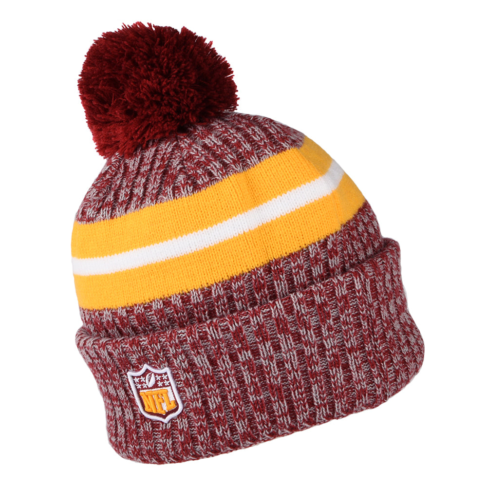 New Era Washington Commanders Bobble Hat - NFL Sideline Sport Knit - Burgundy-Yellow