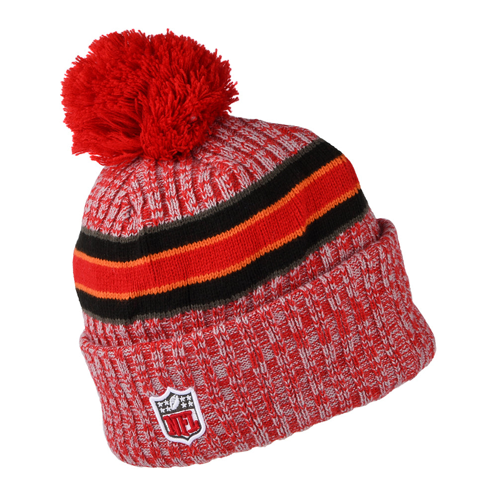 New Era Tampa Bay Buccaneers Bobble Hat - NFL Sideline Sport Knit - Red-Black