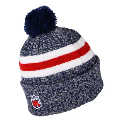 New Era NFL Official Logo Bobble Hat - NFL Sideline Sport Knit - Blue-Red-White