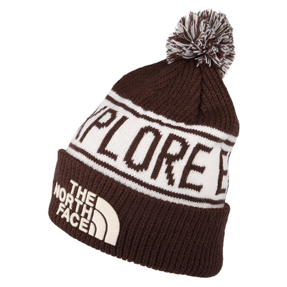 The North Face Hats Retro TNF Pom Bobble Hat - Brown-Off White