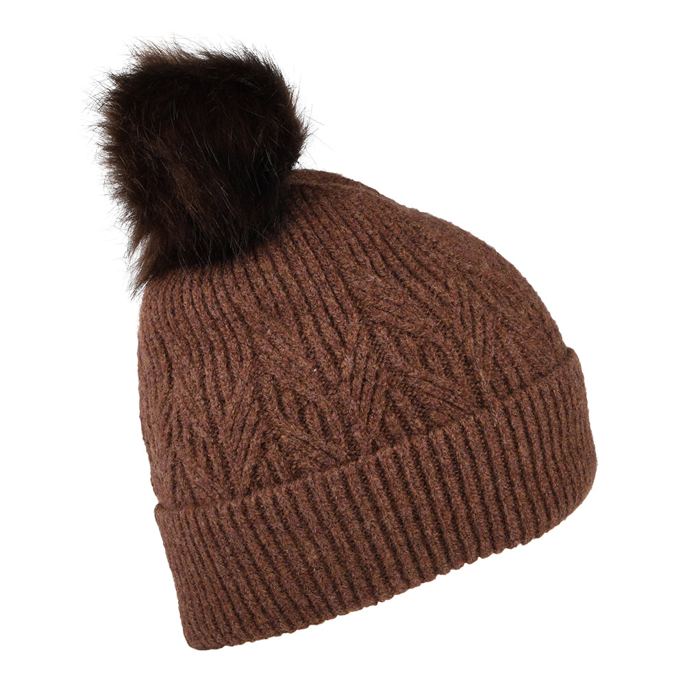 Failsworth Hats Alice Faux Fur Pom Bobble Hat - Chestnut