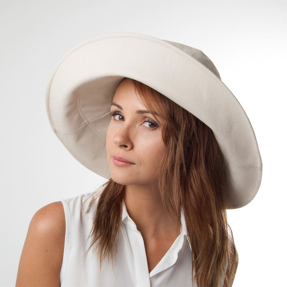 sur la tête Packable Monaco Sun Hat Beige Wholesale Pack