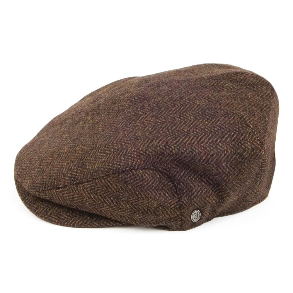 Jaxon & James Herringbone Extended Bill Flat Cap Brown Wholesale Pack