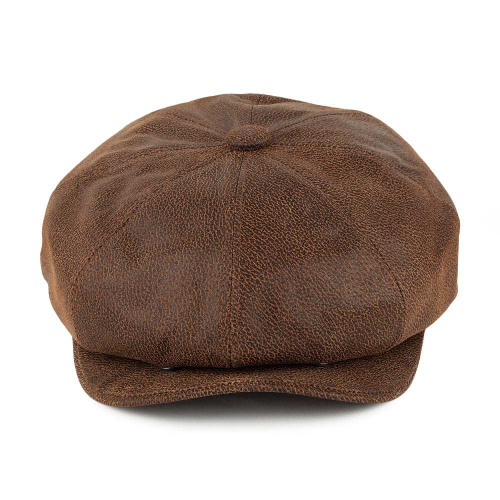 Jaxon & James Leather Newsboy Cap Brown Wholesale Pack