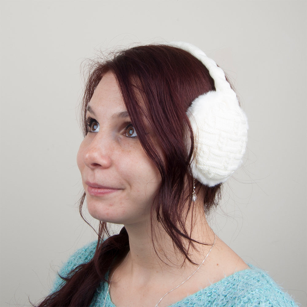 Village Hats Cable Knit Earmuffs - Ivory Wholesale