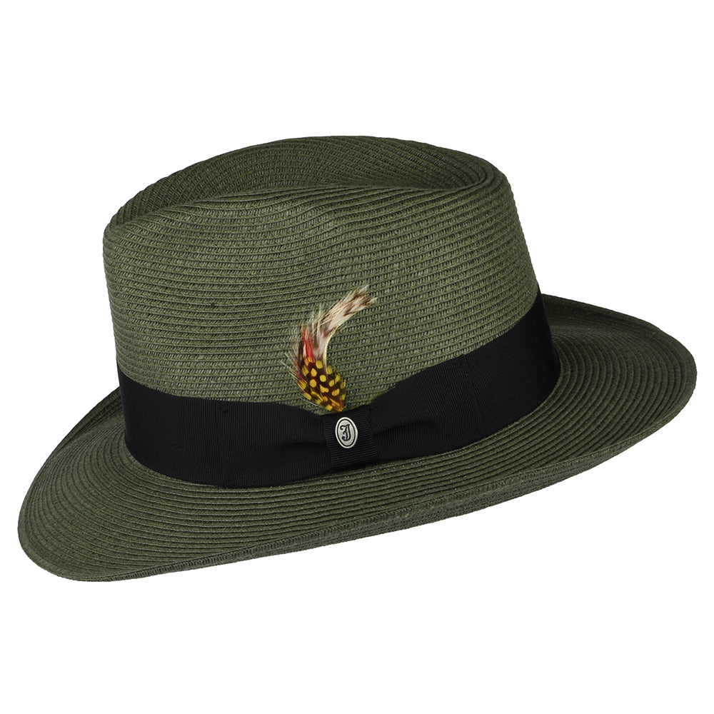 Jaxon & James Summer C-Crown Straw Fedora Hat Olive Wholesale Pack