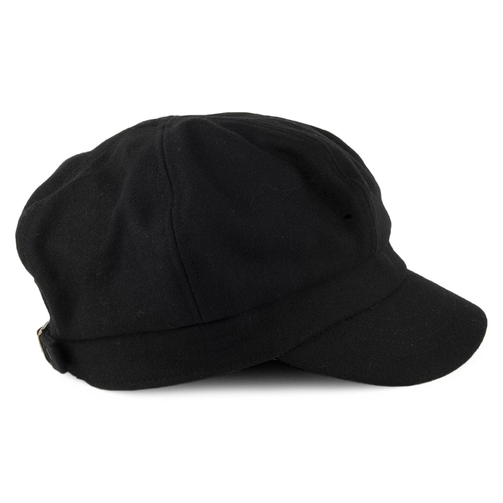 sur la tête Wool Blend Baker Boy Cap Black Wholesale Pack